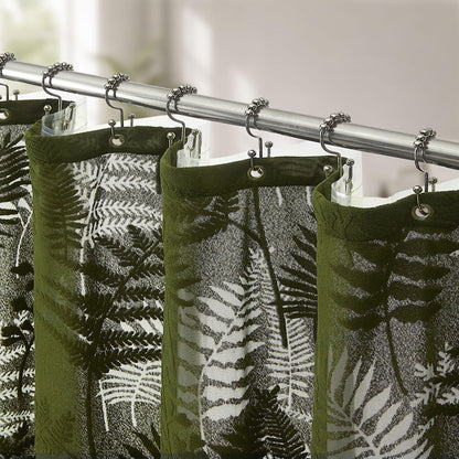 Olive Green Shower Curtain Lace Tropical Plant Textured Shower Curtain Sheer Farmhouse Fabric Shower Curtains for Bathroom 72 x 72