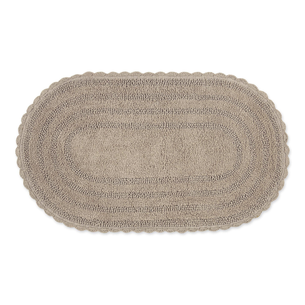 DII Crochet Collection Reversible Bath Mat, Small Oval, 17x24, Dark Green