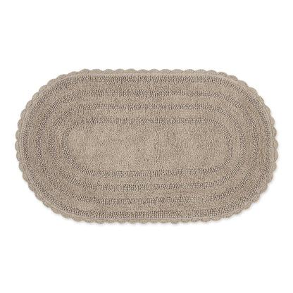 DII Crochet Collection Reversible Bath Mat, Small Oval, 17x24, Dark Green