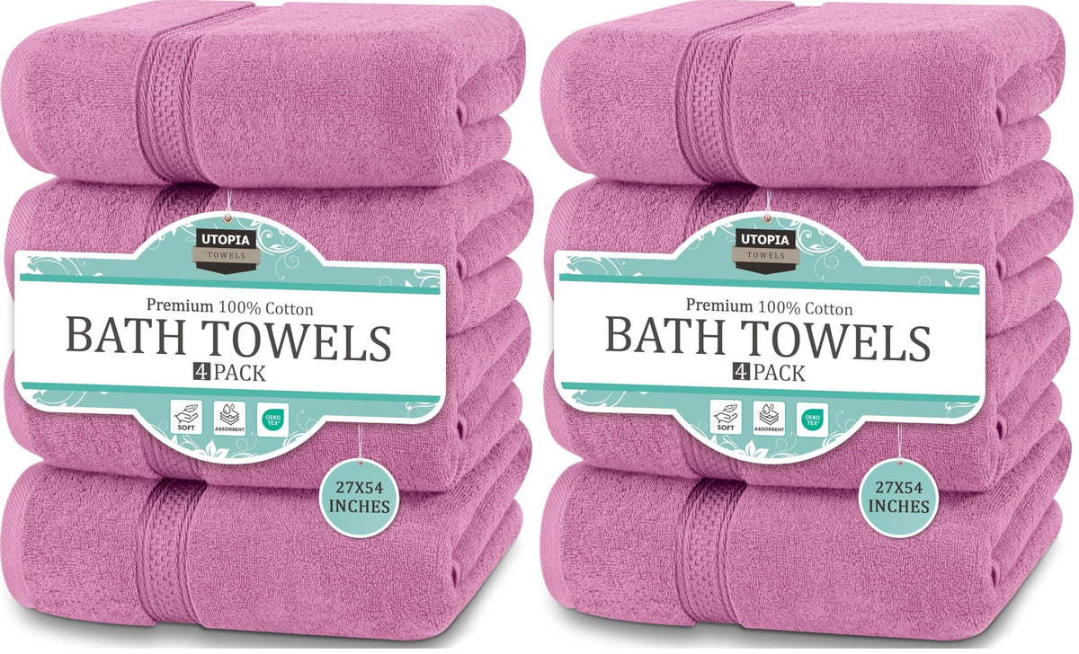 Utopia Towels 4 Pack Premium Bath Towels, 27x54 in, 600 GSM Cotton Grey