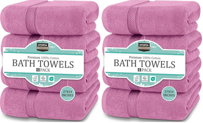 Utopia Towels 4 Pack Premium Bath Towels, 27x54 in, 600 GSM Cotton Grey