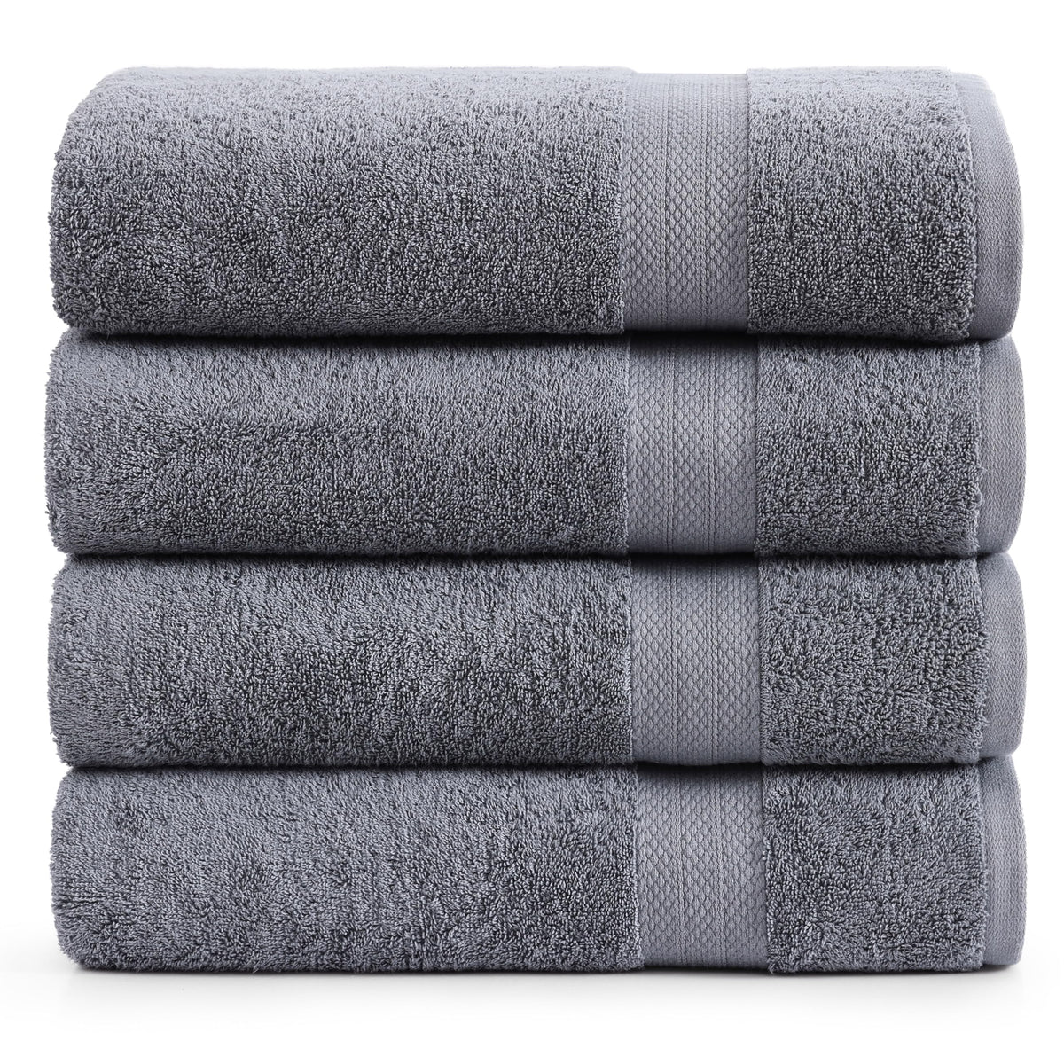 LANE LINEN 100% Cotton Bath Towels Set - 24 PCs - Durable, Quick Dry, Super Soft & Highly Absorbent - 4 Bath, 4 Fingertip, 6 Hand Towels, 8 Washcloths, 2 Bath Sheets - Perfect Family Set - Cool Grey