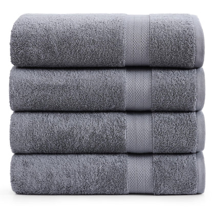 LANE LINEN 100% Cotton Bath Towels Set - 24 PCs - Durable, Quick Dry, Super Soft & Highly Absorbent - 4 Bath, 4 Fingertip, 6 Hand Towels, 8 Washcloths, 2 Bath Sheets - Perfect Family Set - Cool Grey