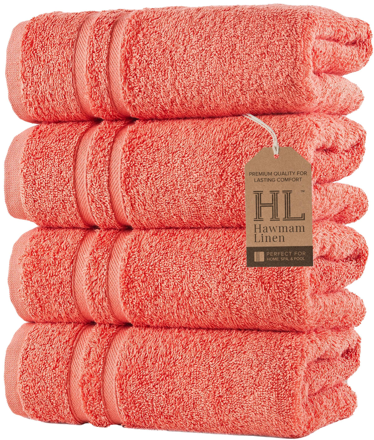Hawmam Linen Cream 6 Piece Bath Towels Set for Bathroom Original Turkish Cotton Soft, Absorbent and Premium 2 Bath Towels, 2 Hand Towels, 2 Washcloths (Sea Salt)