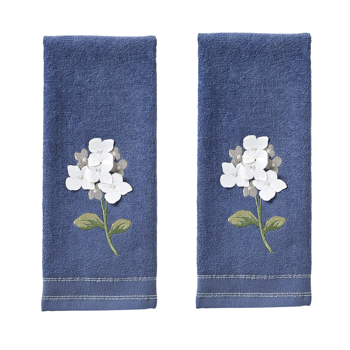 SKL Home Floral Hand Towel Set-2pc, 100% Cotton Jacquard, Gray