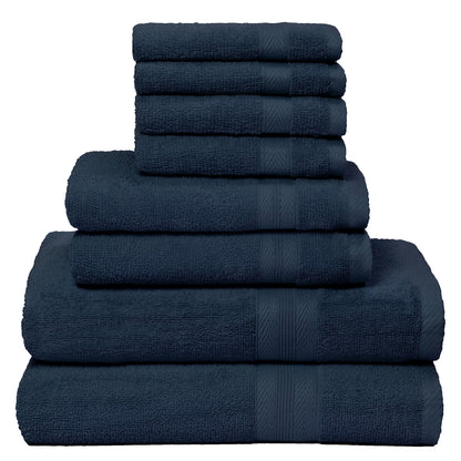 BOUTIQUO Navy Blue Towel Set - 8 Piece Bathroom Towel Set - 100% Ring Spun Cotton, 2 Bath Towel 27x54, 2 Hand Towel 16x28, 4 Washcloth 13x13 - Ultra Soft Highly Absorbent