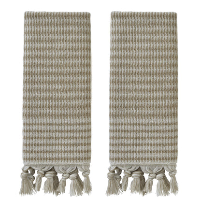 SKL Home Distressed Leaves Hand Towel Set-2pc, Turkish Cotton, Denim Blue