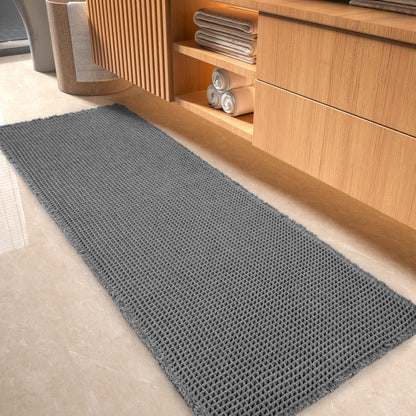tchdio Waffle Bath Mat-Runner Rug, Super Absorbent Non Slip Bath Mats for Bathroom Machine Washable Long Rugs with Tassels, Bath Rugs for Bathroom Floor Beside Tub, 2' x 6'