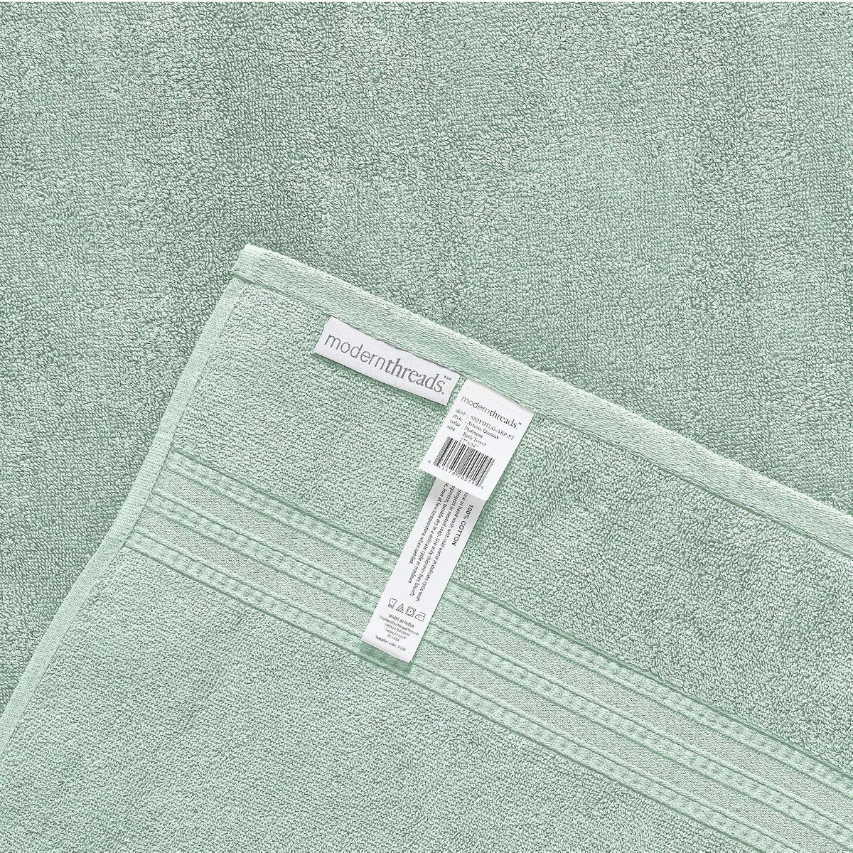 Modern Threads 6-Piece 100% Cotton Damask Medallion Towel Set, Sage