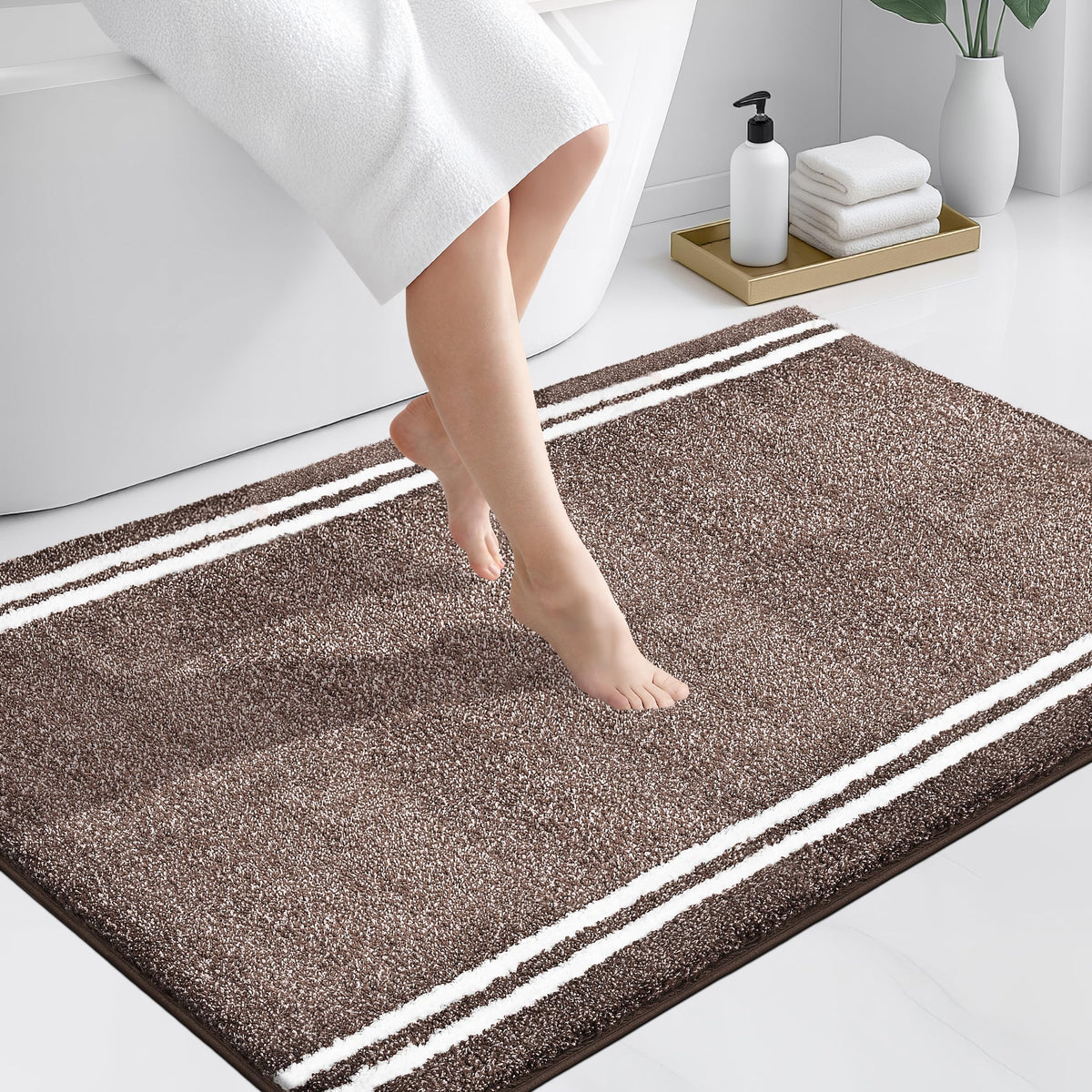 PURRUGS Bathroom Runner Rug, Bath Mat, 24" x 60", Beige