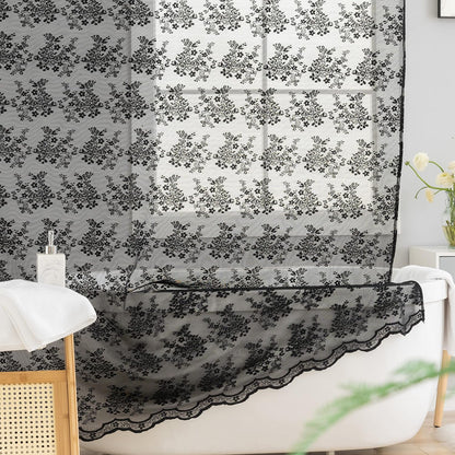 TUDECO Black Lace Shower Curtain with Valance, Gothic Style, 72 x 72 Inch