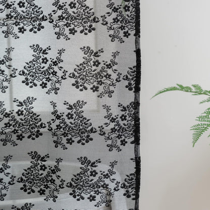 TUDECO Black Lace Shower Curtain with Valance, Gothic Style, 72 x 72 Inch