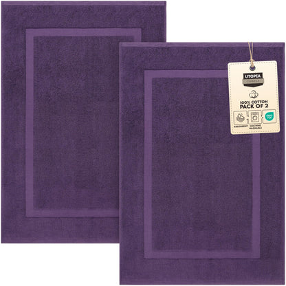 Utopia Towels Cotton Bath Mat, 21x34 in, 2 Pack, Black