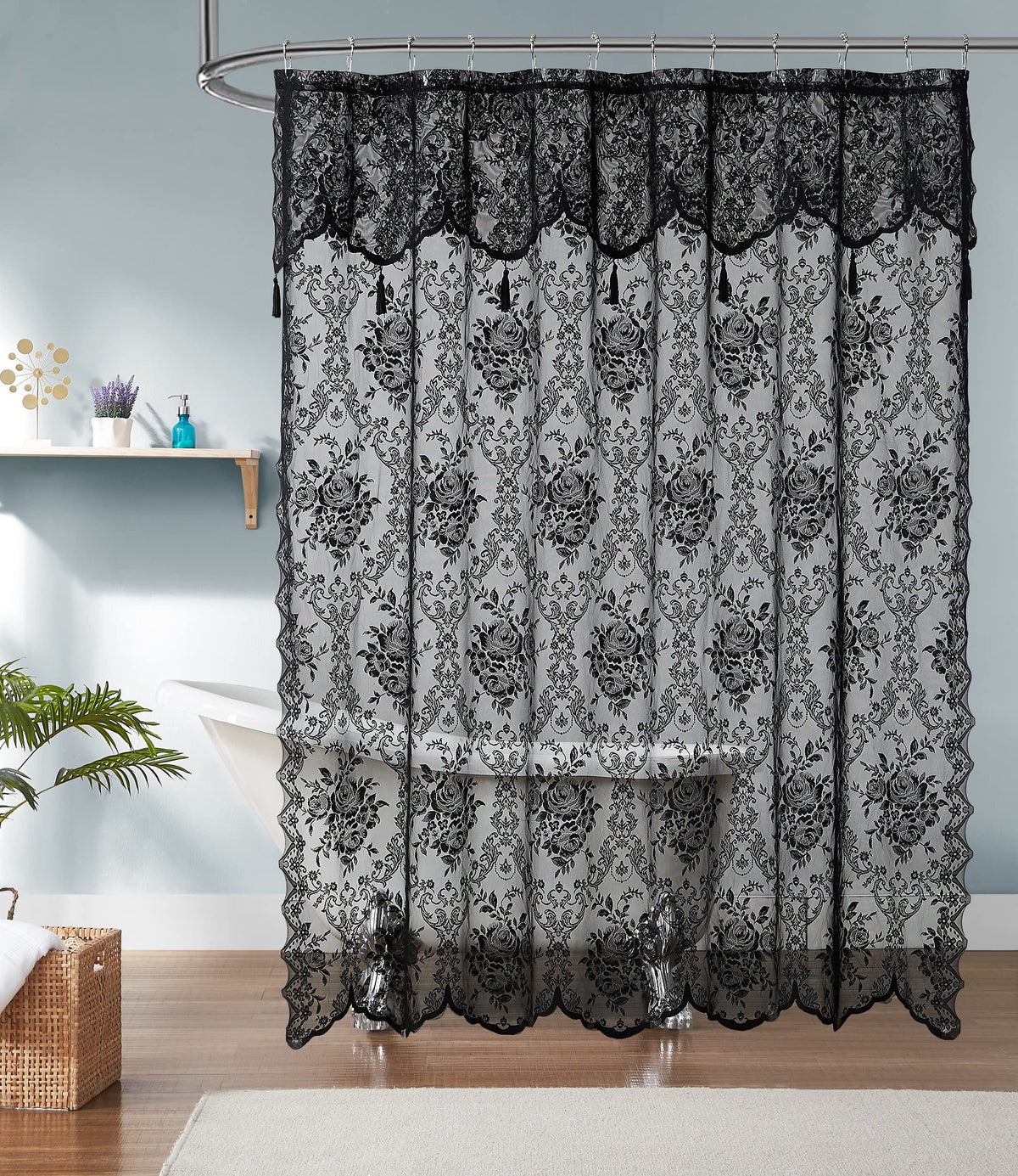Warm Home Designs Golden Lace Shower Curtain with Valance. LAU Linen 72