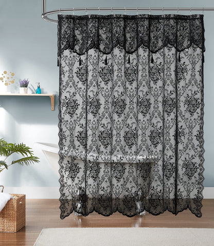 Warm Home Designs Golden Lace Shower Curtain with Valance. LAU Linen 72