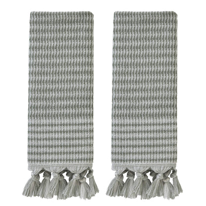 SKL Home Distressed Leaves Hand Towel Set-2pc, Turkish Cotton, Denim Blue