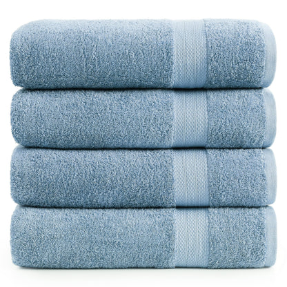 LANE LINEN 100% Cotton Bath Towels Set - 24 PCs - Durable, Quick Dry, Super Soft & Highly Absorbent - 4 Bath, 4 Fingertip, 6 Hand Towels, 8 Washcloths, 2 Bath Sheets - Perfect Family Set - Cool Grey