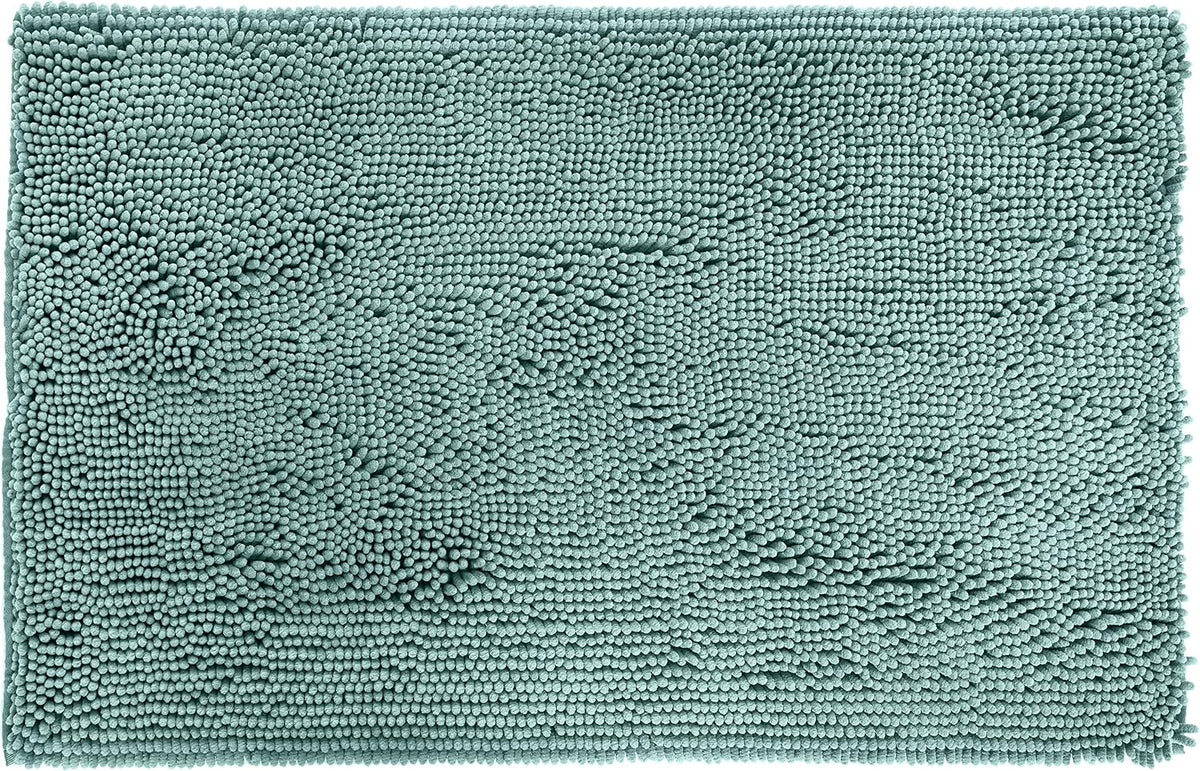Amazon Basics Bathroom Rugs, Extra Soft Absorbent Shag Bath Rugs, Non-Slip Backing, Quick Drying, Machine Washable, Plush Comfort for Bathroom Floor, Tub and Shower, 21" x 34", Seafoam Green