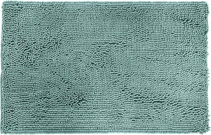 Amazon Basics Bathroom Rugs, Extra Soft Absorbent Shag Bath Rugs, Non-Slip Backing, Quick Drying, Machine Washable, Plush Comfort for Bathroom Floor, Tub and Shower, 21" x 34", Seafoam Green