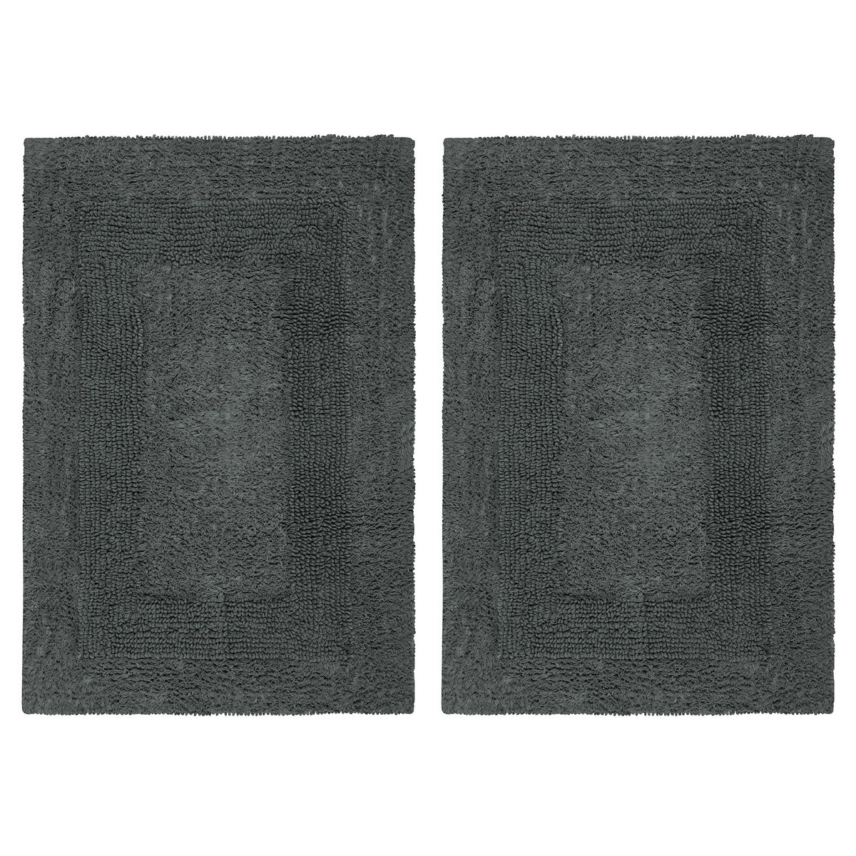 COTTON CRAFT 2 Pack Reversible Bath Mat Rug - Soft Luxurious -17x24- Ivory