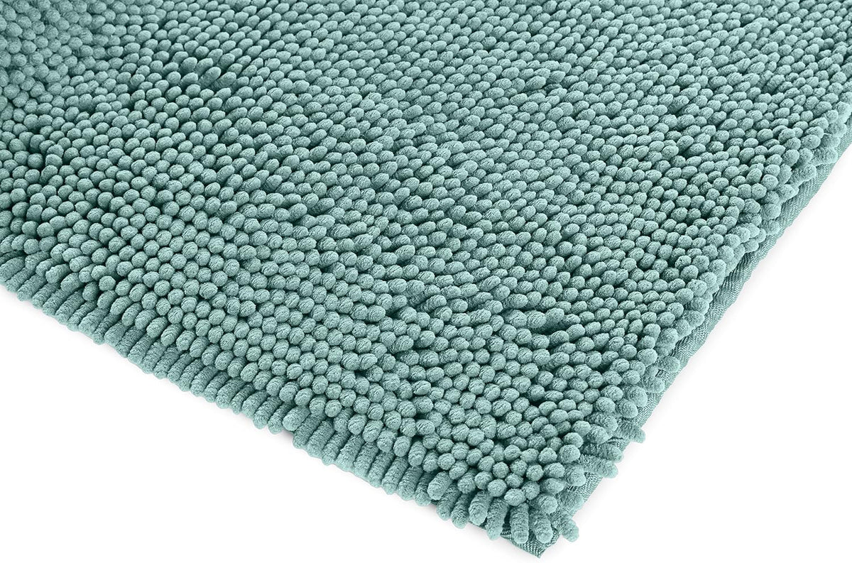 Amazon Basics Bathroom Rugs, Extra Soft Absorbent Shag Bath Rugs, Non-Slip Backing, Quick Drying, Machine Washable, Plush Comfort for Bathroom Floor, Tub and Shower, 21" x 34", Seafoam Green