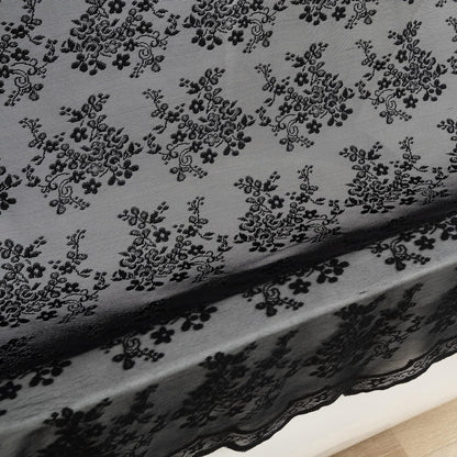 TUDECO Black Lace Shower Curtain with Valance, Gothic Style, 72 x 72 Inch