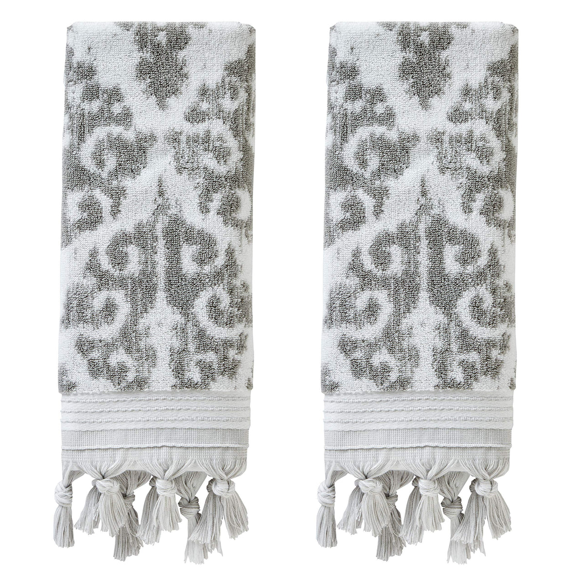 SKL Home Mirage Fringe Hand Towel Set-2pc, 100% Turkish Cotton, Taupe