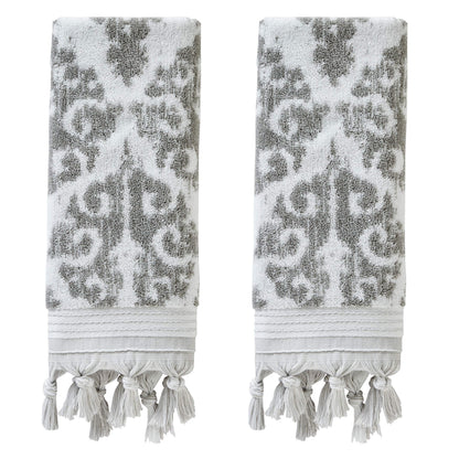 SKL Home Mirage Fringe Hand Towel Set-2pc, 100% Turkish Cotton, Taupe