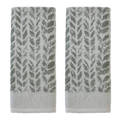 SKL Home Distressed Leaves Hand Towel Set-2pc, Turkish Cotton, Denim Blue