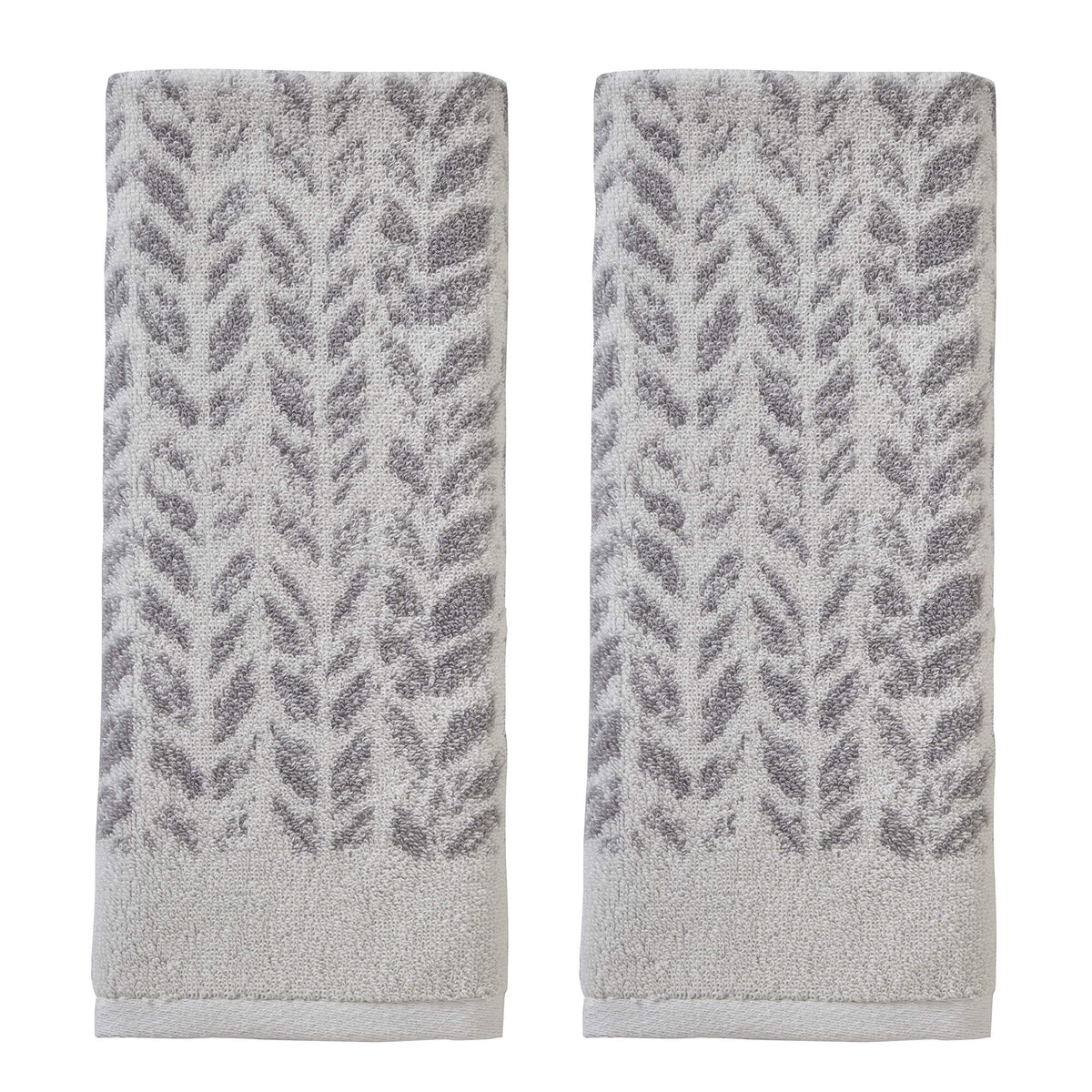 SKL Home Distressed Leaves Hand Towel Set-2pc, Turkish Cotton, Denim Blue
