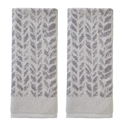 SKL Home Distressed Leaves Hand Towel Set-2pc, Turkish Cotton, Denim Blue