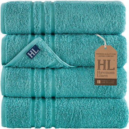 Hawmam Linen Cream 6 Piece Bath Towels Set for Bathroom Original Turkish Cotton Soft, Absorbent and Premium 2 Bath Towels, 2 Hand Towels, 2 Washcloths (Sea Salt)