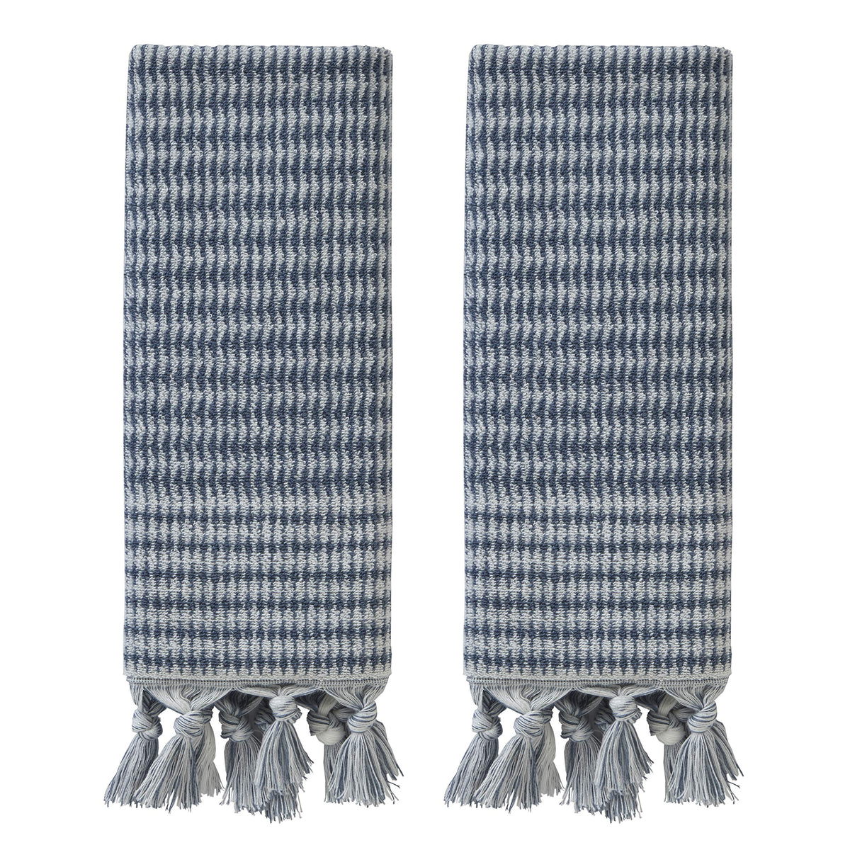SKL Home Distressed Leaves Hand Towel Set-2pc, Turkish Cotton, Denim Blue