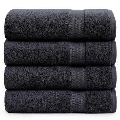 LANE LINEN 100% Cotton Bath Towels Set - 24 PCs - Durable, Quick Dry, Super Soft & Highly Absorbent - 4 Bath, 4 Fingertip, 6 Hand Towels, 8 Washcloths, 2 Bath Sheets - Perfect Family Set - Cool Grey