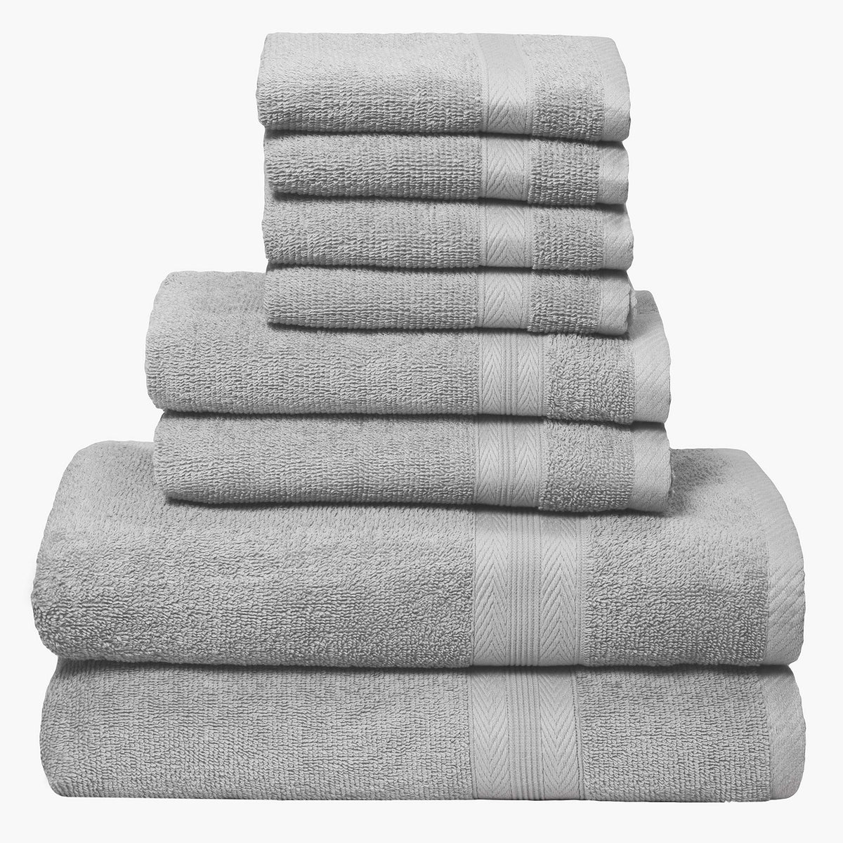 BOUTIQUO Navy Blue Towel Set - 8 Piece Bathroom Towel Set - 100% Ring Spun Cotton, 2 Bath Towel 27x54, 2 Hand Towel 16x28, 4 Washcloth 13x13 - Ultra Soft Highly Absorbent