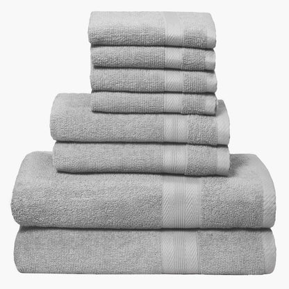 BOUTIQUO Navy Blue Towel Set - 8 Piece Bathroom Towel Set - 100% Ring Spun Cotton, 2 Bath Towel 27x54, 2 Hand Towel 16x28, 4 Washcloth 13x13 - Ultra Soft Highly Absorbent