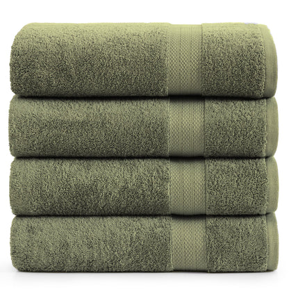 LANE LINEN 100% Cotton Bath Towels Set - 24 PCs - Durable, Quick Dry, Super Soft & Highly Absorbent - 4 Bath, 4 Fingertip, 6 Hand Towels, 8 Washcloths, 2 Bath Sheets - Perfect Family Set - Cool Grey