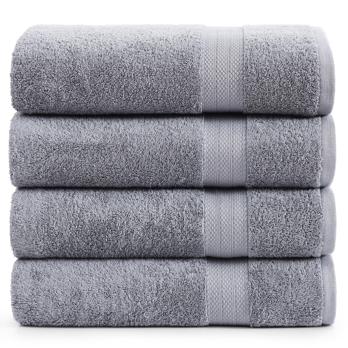 LANE LINEN 100% Cotton Bath Towels Set - 24 PCs - Durable, Quick Dry, Super Soft & Highly Absorbent - 4 Bath, 4 Fingertip, 6 Hand Towels, 8 Washcloths, 2 Bath Sheets - Perfect Family Set - Cool Grey