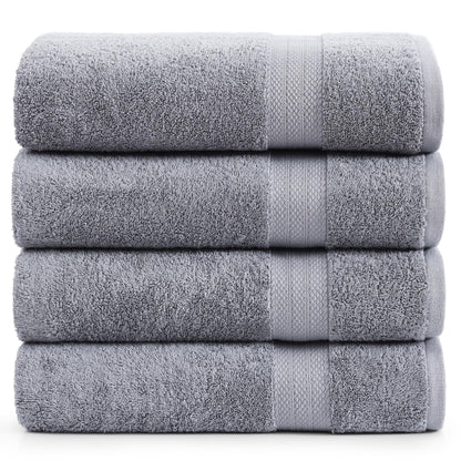 LANE LINEN 100% Cotton Bath Towels Set - 24 PCs - Durable, Quick Dry, Super Soft & Highly Absorbent - 4 Bath, 4 Fingertip, 6 Hand Towels, 8 Washcloths, 2 Bath Sheets - Perfect Family Set - Cool Grey